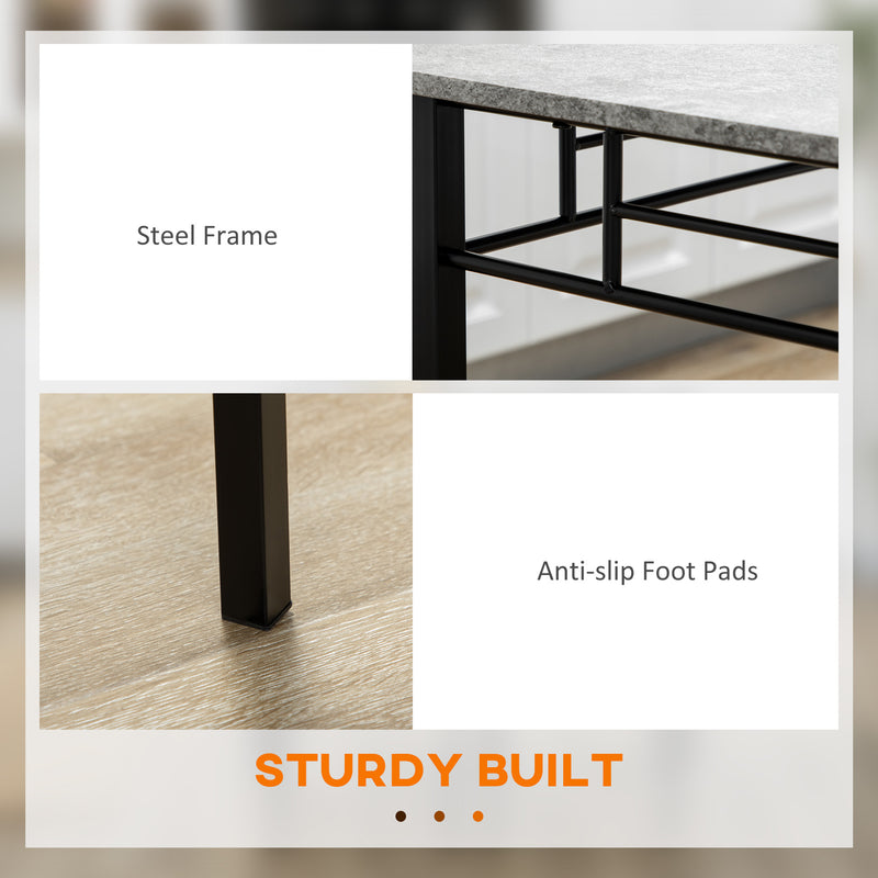 Five Piece Dining Table Set with Marble Effect Top for Modern Kitchens Grey Black