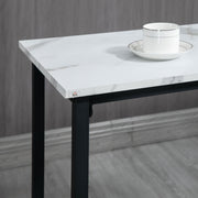 Three Piece Marble Effect Bar Table Set with Stools White and Black by HOMCOM