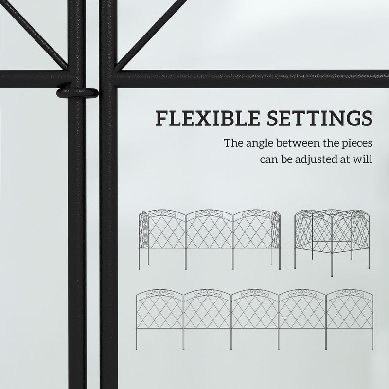 Flexible Metal Garden Border Fence for Shaping Paths and Flower Beds Black Outsunny