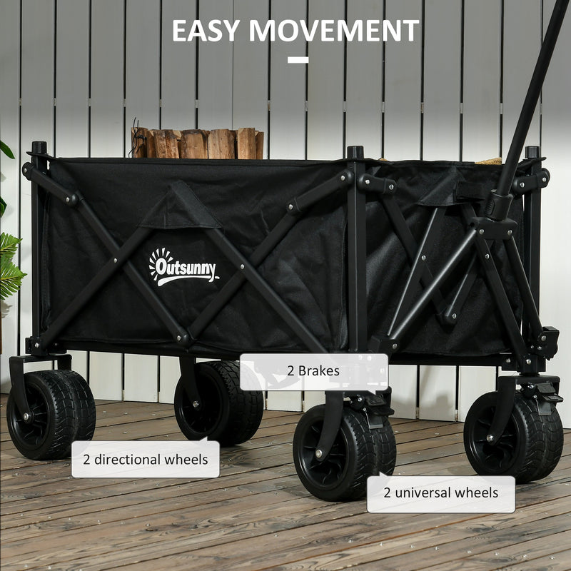 Folding Garden Trolley Wagon With Carry Bag For Camping Beach And Festivals 120kg Capacity