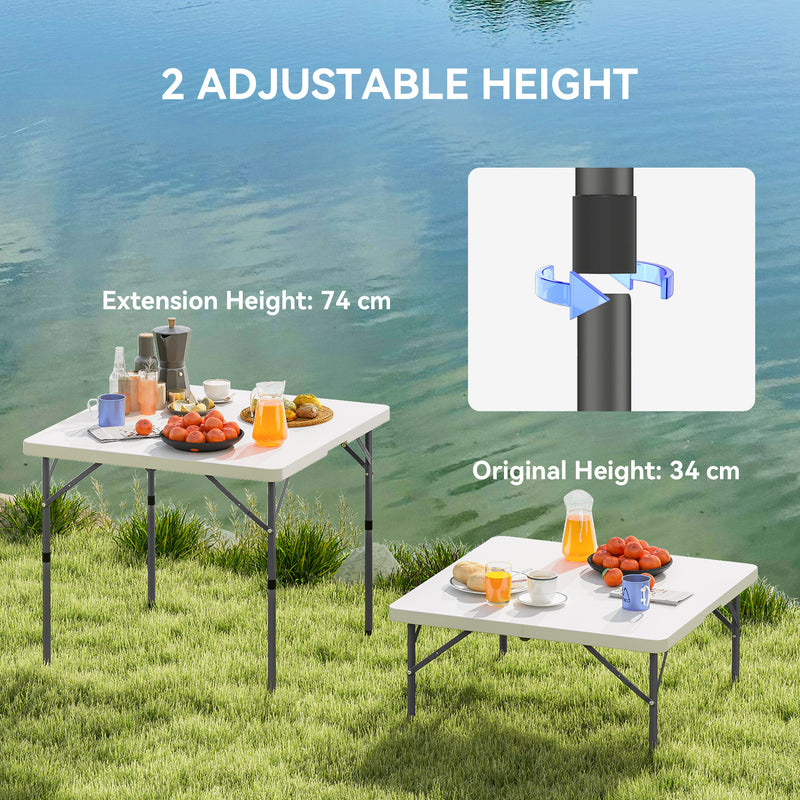 Folding Picnic Table with Adjustable Height for Easy Outdoor Dining White