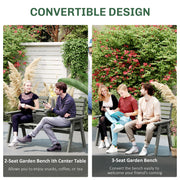 Grey Convertible 2 to 3 Seater Garden Bench Fir Wood Outdoor Seating by Outsunny