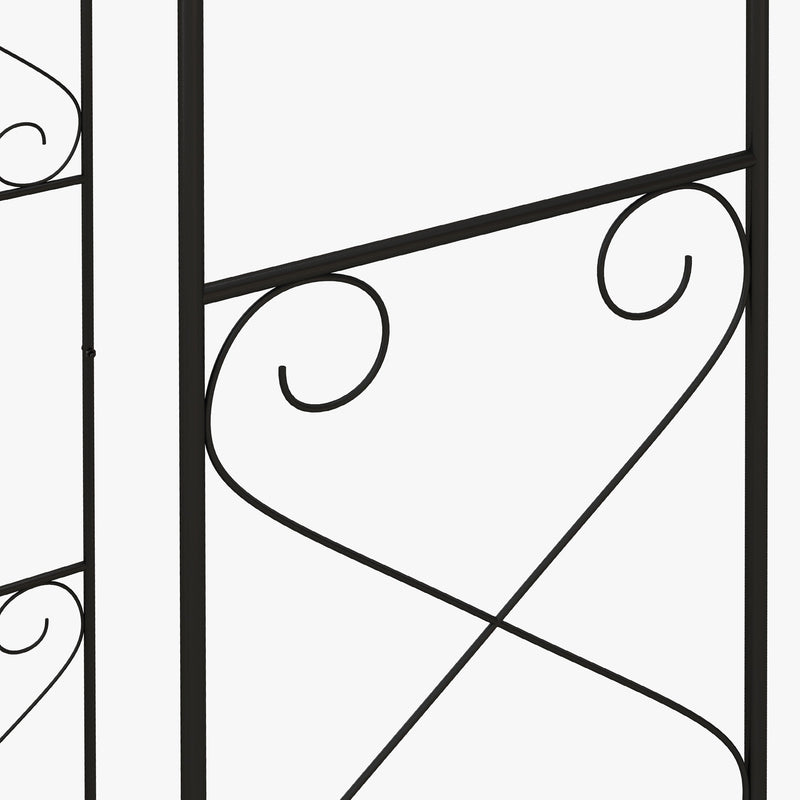 Black Metal Garden Arch with Gate Elegant Outdoor Climbing Plant Support by Outsunny