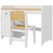 Kids Study Desk and Chair Set with Storage Drawer Ideal for Ages 3 to 6, White