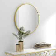 Round Aluminium Frame Bathroom Mirror 70cm Ideal for Modern Interiors Gold Tone