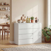 Sideboard with Adjustable Shelf and Soft Close Door for Organised Storage White AOSOM