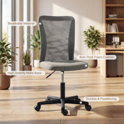 Office Chair for Small Home Office Spaces with Mesh Back and Adjustable Height Grey AOSOM