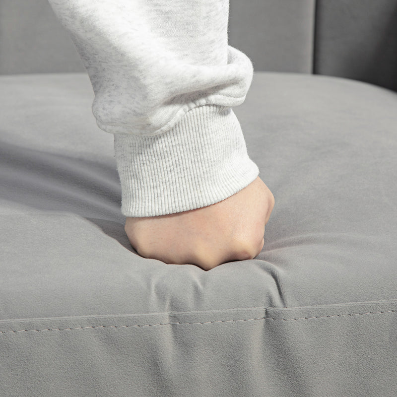 Grey Velvet Shell Back Accent Chair with Gold Legs and Padded Seat by HOMCOM