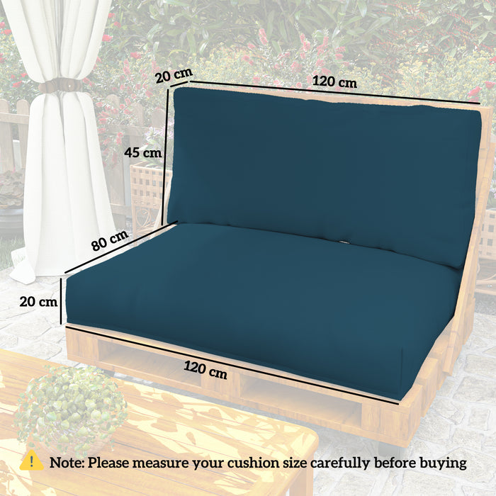 Navy Blue 2 Seater Pallet Furniture Cushions 20 cm Thick UPF20+ Fabric Outdoor Seat Pads by Outsunny