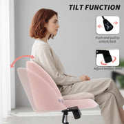 Teddy Fleece Swivel Office Chair With Wheels For Home Desk Or Study Light Pink AOSOM