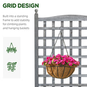 Wooden Raised Garden Planter with Trellis for Climbing Plants Indoor Outdoor Use Grey Outsunny