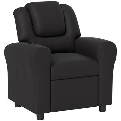 Black Kids Recliner Chair with Adjustable Backrest Footrest and PU Leather by Homcom