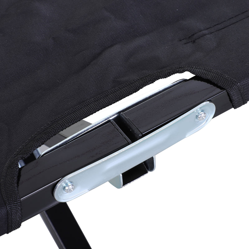 Double Folding Camping Bed for Two with Steel Frame and Carry Bag Black