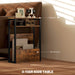 Industrial Style Side Table with Metal Frame, Black and Brown by HOMCOM