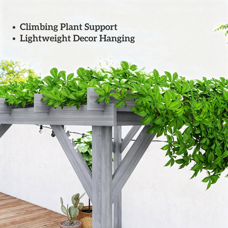 2x2m Grey Wooden Garden Pergola Kit for Shaded Outdoor Seating and Climbing Plants Grey Outsunny