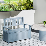 Grey Wooden Two Seater Garden Storage Bench with Lid by Outsunny