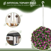 Set of 2 UV-Protected Artificial Topiary Rose Balls 28cm Purple for Indoor Outdoor Decor by HOMCOM