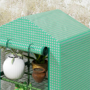 3 Tier Portable Mini Greenhouse With Roll Up Door and Shelves For Garden Use Green AOSOM