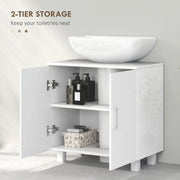 Under Sink Bathroom Cabinet for Pedestal or Freestanding Basins with Storage, White