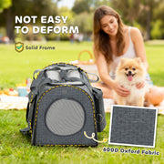 Foldable Cat Carrier Bag with Shoulder Strap and Removable Mat for Small Pets, Grey AOSOM