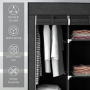 Black Fabric Portable Wardrobe with 8 Shelves and 2 Hanging Rods by HOMCOM