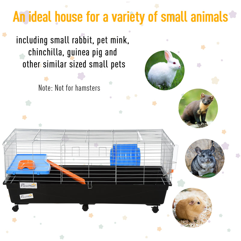 2 Tier Steel Guinea Pig Hutch With Run And Accessories Ideal For Outdoor Use Blue Orange AOSOM