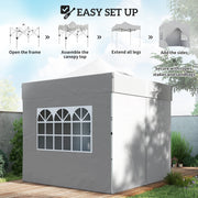 Outsunny 3 x 3 m Pop Up Gazebo with Sidewalls, UPF50+ Heavy Duty Garden Party Tent Marquee with Wheeled Carry Bag, Silver Grey AOSOM