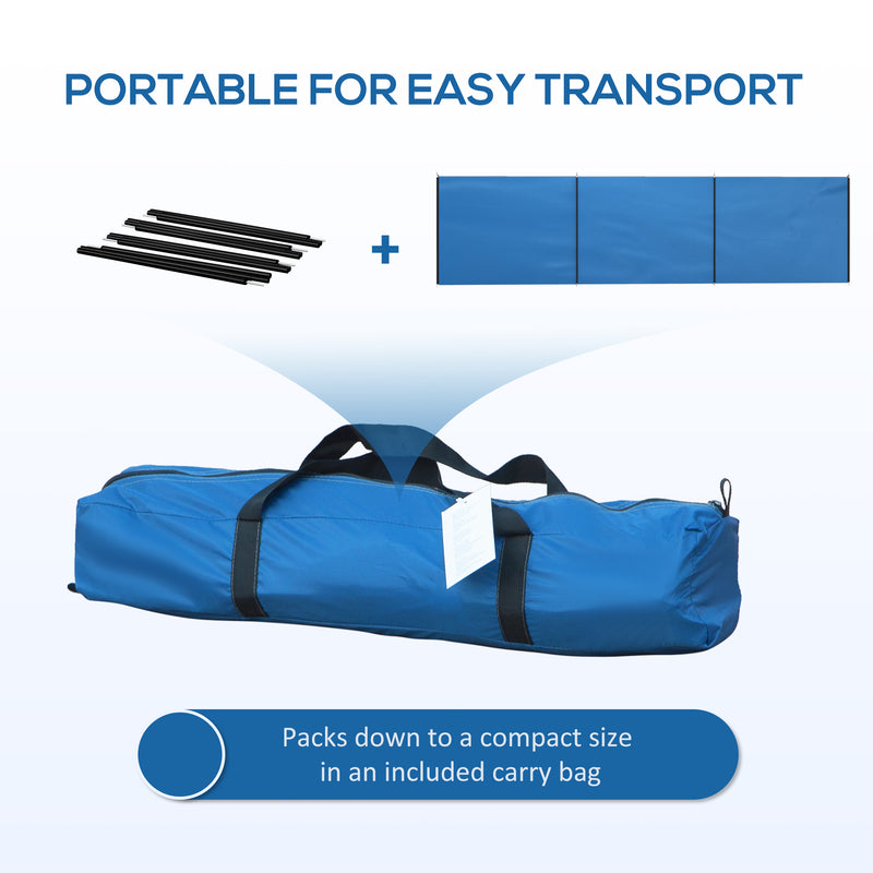 4 Pole Camping Windbreak With Steel Frame and Carry Bag For Beach or Caravan Use Blue AOSOM