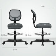 Ergonomic Mesh Standing Desk Chair with Adjustable Footrest for Office Comfort Charcoal Grey