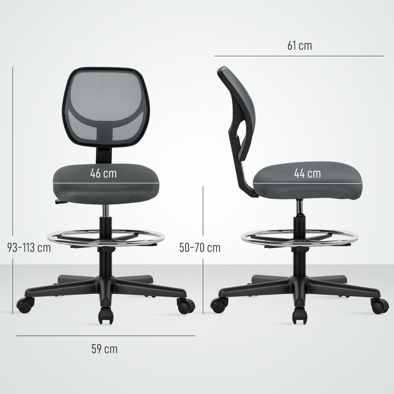 Ergonomic Mesh Standing Desk Chair with Adjustable Footrest for Office Comfort Charcoal Grey