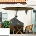 Khaki 3m Wall Mounted Garden Parasol with Easy Crank Handle Shade by Outsunny