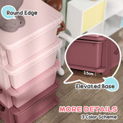 Pink Four Tier Kids Storage Unit With Removable Plastic Drawers For Bedroom Organisation