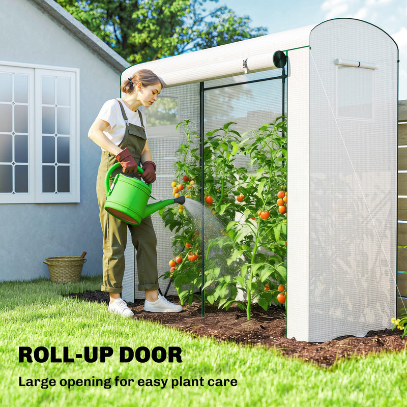 Garden Greenhouse for Year Round Plant Protection with Roll Up Door and Mesh Windows Green