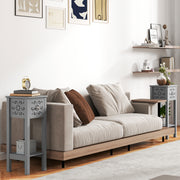 Set of Two Grey Floral Cut-Out Side Tables Elegant and Stylish by HOMCOM