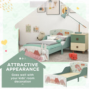 Toddler Bed Frame for Kids Aged 3 to 6 with Low Height Design for Safety Green