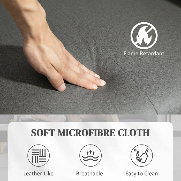 Light Grey Microfibre Manual Recliner Armchair with Padded Cushion And Leg Rest by HOMCOM