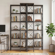 Corner Bookshelf with 5 Shelves for Space Saving Storage and Display Rustic Brown Homcom