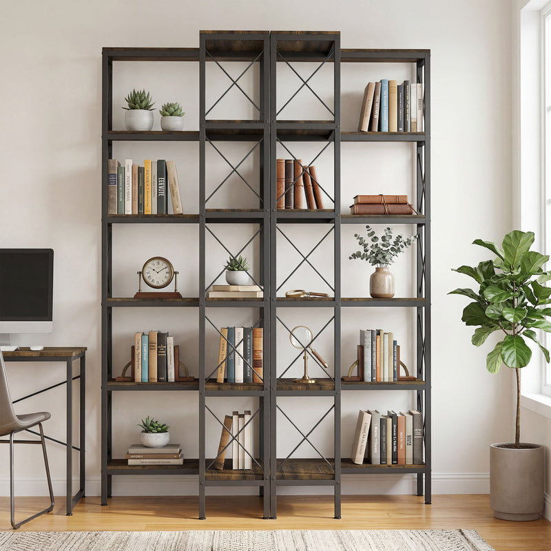 Corner Bookshelf with 5 Shelves for Space Saving Storage and Display Rustic Brown Homcom