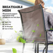 Garden Dining Set for 4 with Stackable Mesh Chairs and Square Table With Umbrella Hole Outsunny