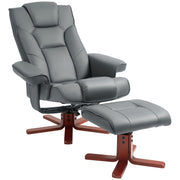 Manual Recliner Armchair with Matching Footstool for Home Comfort Lounge Grey