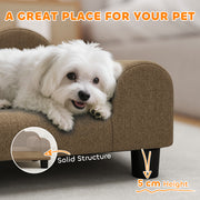 Elevated Dog Sofa Bed with Backrest and Armrest for Small Pets Ideal for Lounging Brown
