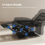 Manual Reclining Armchair with Padded Seat Retractable Footrest and Wood Frame Black