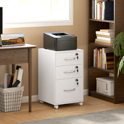 White 3 Drawer Office Filing Cabinet With Wood Effect Finish For Home Organisation