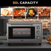 30L Mini Electric Oven with Adjustable Temperature and Accessories for Small Kitchens Silver