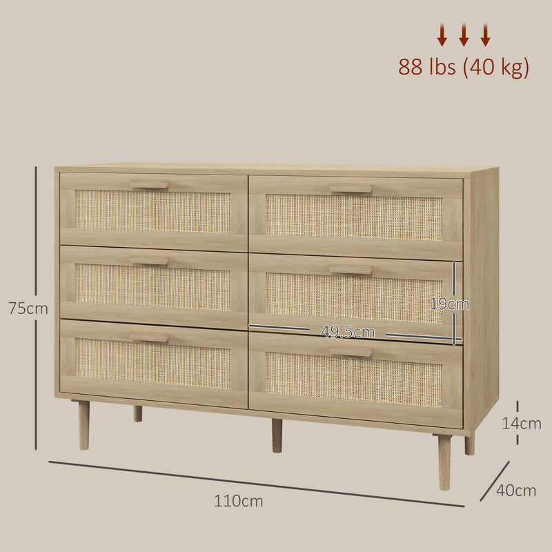 Chest of Drawers with 6 Spacious Storage Drawers for Organised Bedrooms Oak