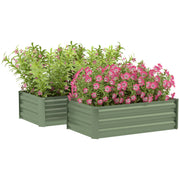 Set of Two Green Galvanised Steel Garden Planters 60 x 100cm by Outsunny