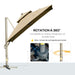 Khaki 3 x 3m Aluminium Square Sun Canopy with Adjustable Tilt Poles by Outsunny