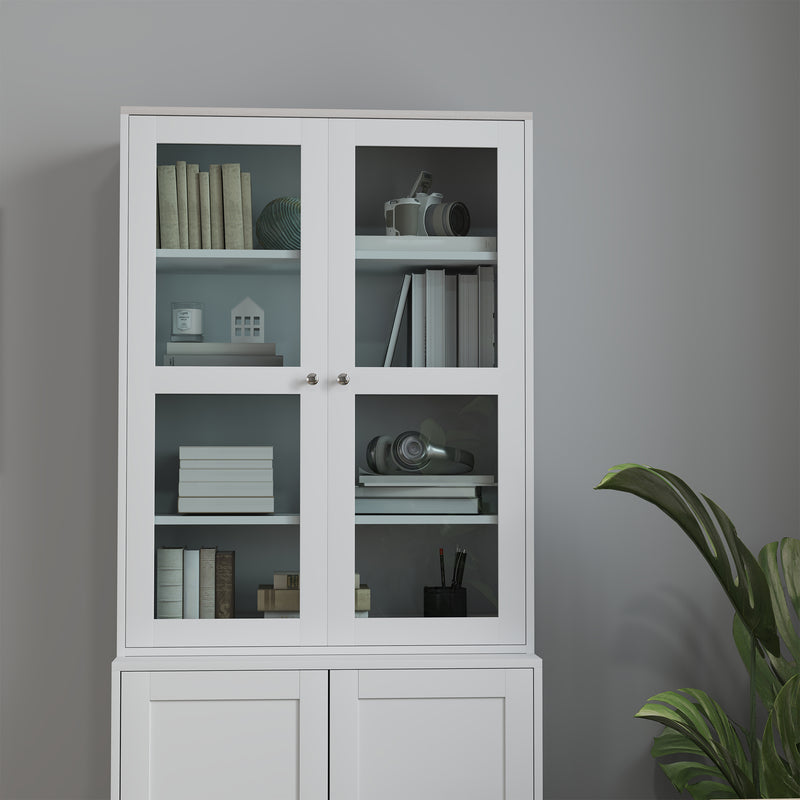 White Double Storage Display Cabinet with Shelves by HOMCOM