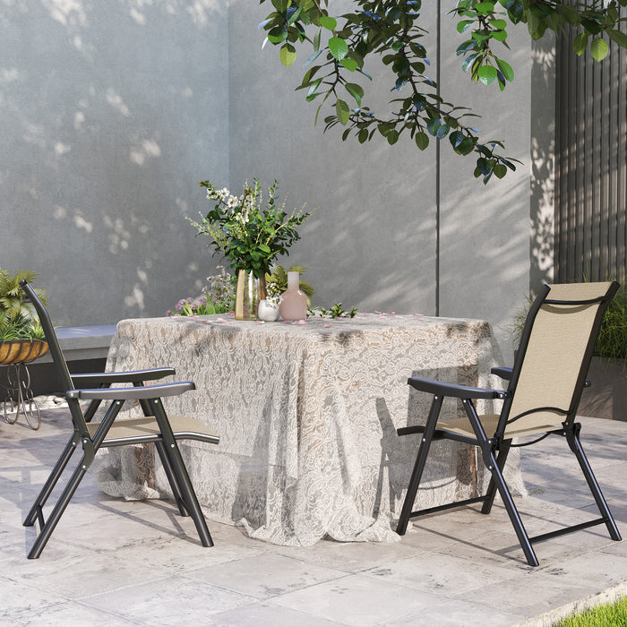 Set of Two Folding Outdoor Chairs Brown and Black Weather-Resistant by Outsunny