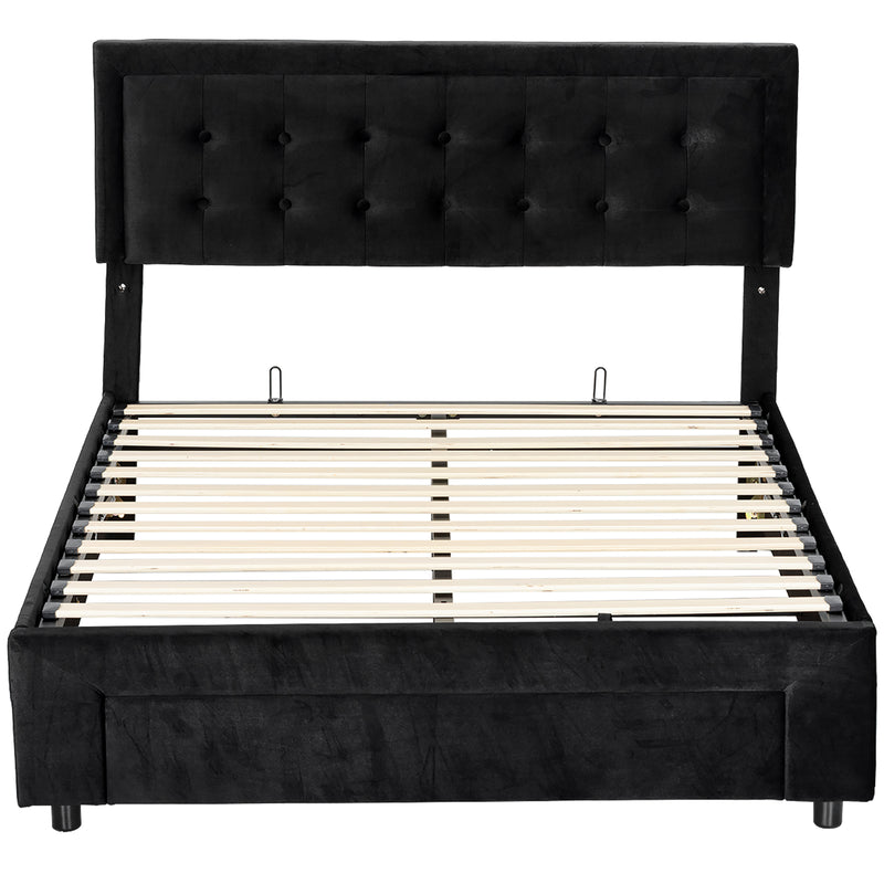 King Size Ottoman Bed Frame with Storage Drawer Ideal for Bedrooms Black